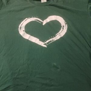 Green T-Shirt with White Heart Design